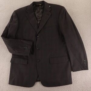 Prontomondo Jacket M‎ 42R Gray Brown Check 100% Wool Super 140s Merino Blazer